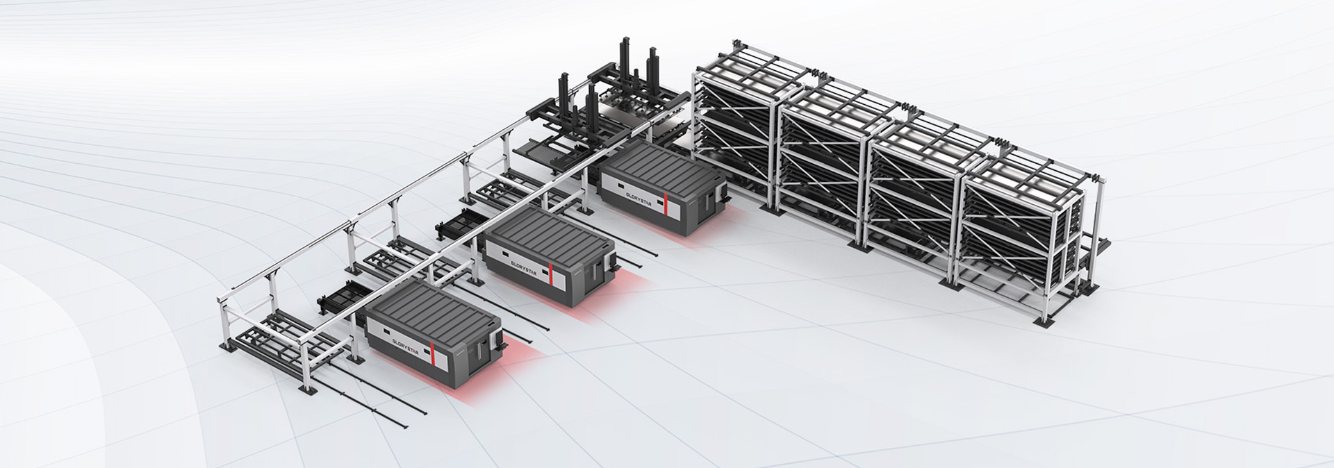 力星激光板材自動(dòng)上下料庫(kù)系統(tǒng)-模塊化擴(kuò)展，支持一對(duì)多作業(yè)